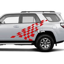 Coppia di adesivi per decalcomanie in vinile con bandiera a scacchiera per finestra laterale 4Runner per Toyota 4Runner
 2