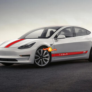 Tesla Qualsiasi modello Lato e cofano Strisce bicolore in vinile Pannello basculante Adesivo per carrozzeria Decalcomania Logo Grafica
