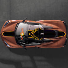 Cofano tetto posteriore Chevrolet C8 Corvette Stingray Z06 C8R Rally Racing Logo strisce in vinile decalcomanie 2 colori
 2