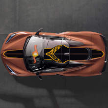 Kit di Adesivi in Vinile Strisce da Corsa con Bandiere Incrociate per Parte Superiore Laterale Chevrolet Corvette C8_2