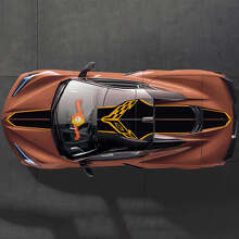 Kit di Adesivi in Vinile Strisce da Corsa con Bandiere Incrociate per Parte Superiore Laterale Chevrolet Corvette C8_2