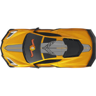 Il kit si adatta al cofano posteriore del portellone del motore, tetto Chevrolet C8 Corvette Stingray Z06 C8R Rally Racing Flag strisce in vinile decalcomanie 2 colori
