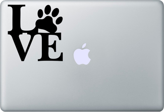 Adesivo decalcomania Love Dog Pets MacBook portatile
