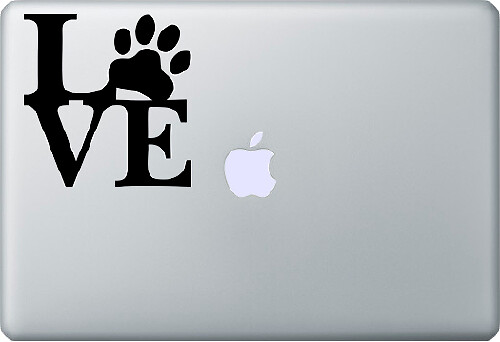 Adesivo decalcomania Love Dog Pets MacBook portatile
