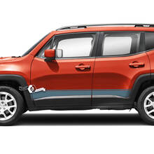 Coppia di adesivi in ​​vinile grafico a strisce laterali per pannello rocker Jeep Renegade
 2