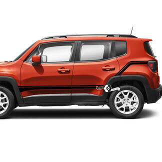 Coppia adesivi in ​​vinile con grafica a strisce laterali posteriori per Jeep Renegade Fender Doors
