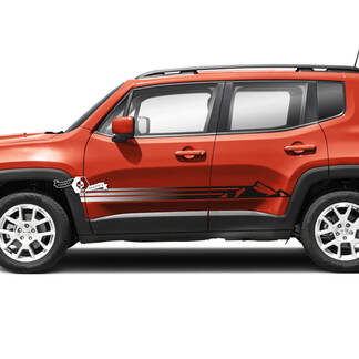 Coppia Jeep Renegade Doors Mountain Side Stripe Trim grafico adesivo in vinile 2 sfumature di colore
