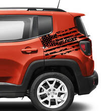 Coppia Jeep Renegade parafango posteriore bandiera USA distrutta grafica decalcomania in vinile adesivo mono sfumatura
 2