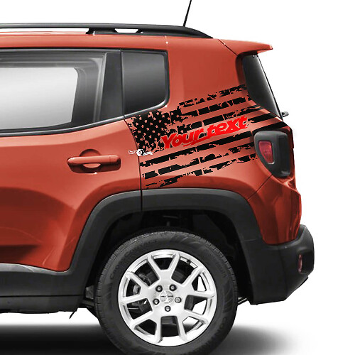 Coppia Jeep Renegade Parafango posteriore Bandiera USA Distrutta Grafica Adesivo in vinile 2 colori
