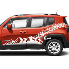 Coppia Jeep Renegade Doors Mountain Side Stripe Parafango posteriore Pneumatico Track Trim Graphic Decalcomania in vinile
 2