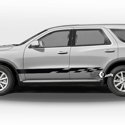 Coppia adesivi in ​​vinile con decalcomania a strisce per bandiera a scacchiera per porte laterali Dodge Durango
