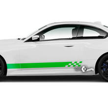 Coppia BMW M2 M240 G42 F22 F87 M Performance Bandiera a scacchiera Striscia laterale Porte Striscia Adesivo in vinile
 2