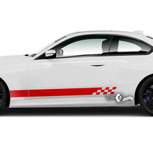 Coppia BMW M2 M240 G42 F22 F87 M Performance Bandiera a scacchiera Striscia laterale Porte Striscia Adesivo in vinile
 3