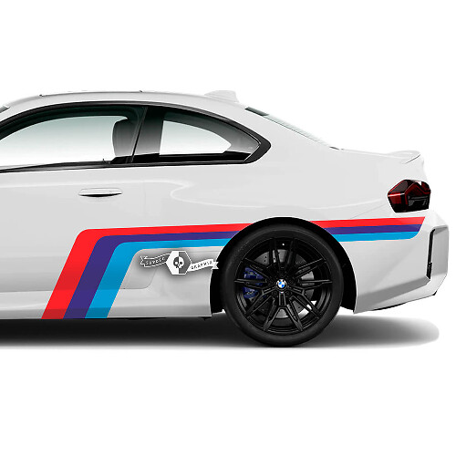 Coppia BMW M2 M240 G42 F22 F87 M Performance Strisce laterali Porte Parafango posteriore Stripe M Vinile adesivo M Colori
