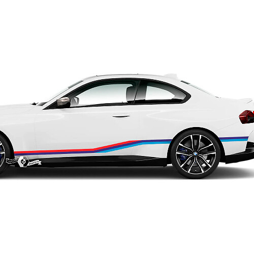 Coppia BMW M2 M240 G42 F22 F87 M Performance Strisce laterali Porte Pannello basculante Fender Stripe M Vinile Adesivo M Colori
