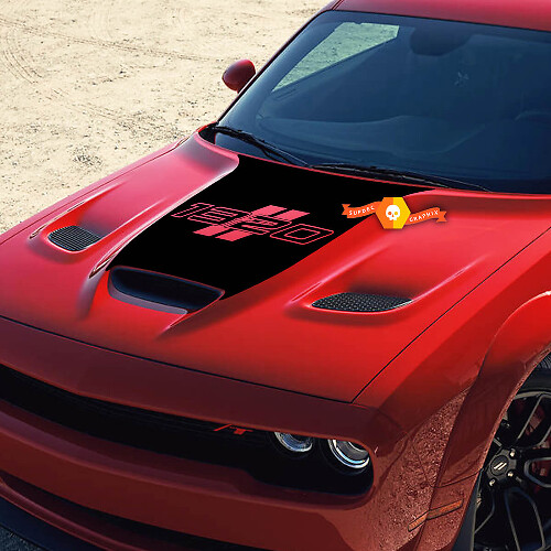 Adesivo decalcomania da corsa in vinile Hemi per cofano Dodge 1320 Challenger R/T Scat Pack 1320
