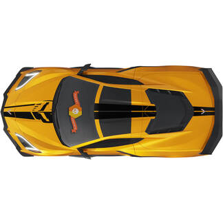 Il kit si adatta alla copertura del portellone del motore posteriore del cofano Chevrolet C8 Corvette Stingray Z06 C8R Rally Racing Stripes Decalcomanie in vinile Adesivi
