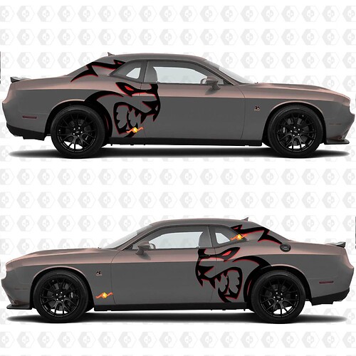 Adesivi per decalcomanie laterali a due colori per Dodge Challenger Hellcat Red Eye Redeye o Caricatore
