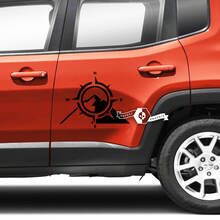 Coppia Jeep Renegade porte laterali montagne bussola grafica adesivo in vinile adesivo striscia
 2
