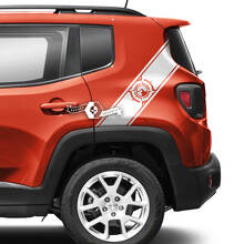 Coppia Jeep Renegade Parafango posteriore Montagne Bussola Grafica laterale Decalcomania in vinile Striscia adesiva
 2