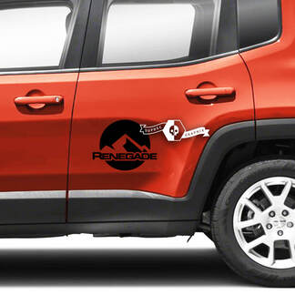 Coppia Jeep Renegade Doors Side Mountains Logo grafico Vinile adesivo a strisce
