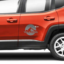 Coppia Jeep Renegade Doors Side Mountains Logo grafico Vinile adesivo a strisce
 3