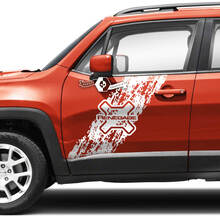 Coppia Jeep Renegade Doors Grafica laterale Battered Destroyed Splash Logo Decalcomania in vinile Striscia adesiva
 2