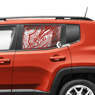 Coppia Jeep Renegade porte finestra laterale grafica malconcia mappa topografica vinile adesivo adesivo striscia
