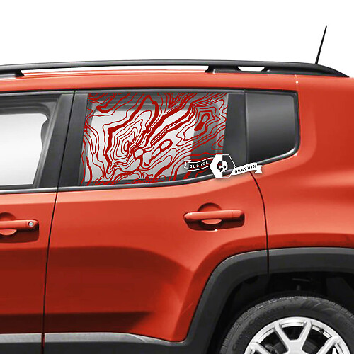 Adesivo in Vinile per Finestrino Laterale con Mappa Topografica per Jeep Renegade