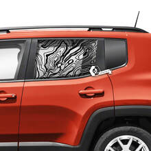 Coppia Jeep Renegade porte finestra laterale grafica malconcia mappa topografica vinile adesivo adesivo striscia
 2