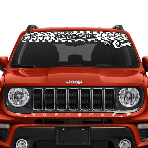 Jeep Renegade parabrezza finestra logo grafico traccia di pneumatici adesivo decalcomania in vinile

