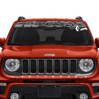 Jeep Renegade parabrezza finestra logo grafico adesivo in vinile distrutto malconcio
