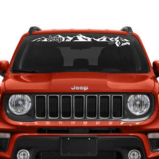 Adesivo decalcomania in vinile con logo grafico montagne Jeep Renegade per finestrino del parabrezza
