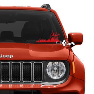 Adesivo per parabrezza Jeep Renegade grafica montagne bussola vinile adesivo
 1