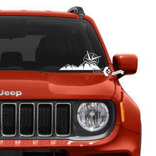 Adesivo per parabrezza Jeep Renegade grafica montagne bussola vinile adesivo
 2