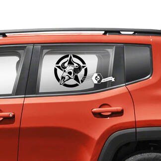 Coppia Jeep Renegade porte finestra laterale grafica teschio stella militare adesivo decalcomania in vinile
