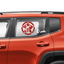 Coppia Jeep Renegade porte finestra laterale grafica teschio stella militare adesivo decalcomania in vinile
 2