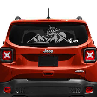 Jeep Renegade portellone finestra montagna bussola logo adesivo decalcomania in vinile

