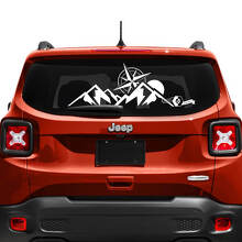 Jeep Renegade portellone finestra montagna bussola logo adesivo decalcomania in vinile
 2