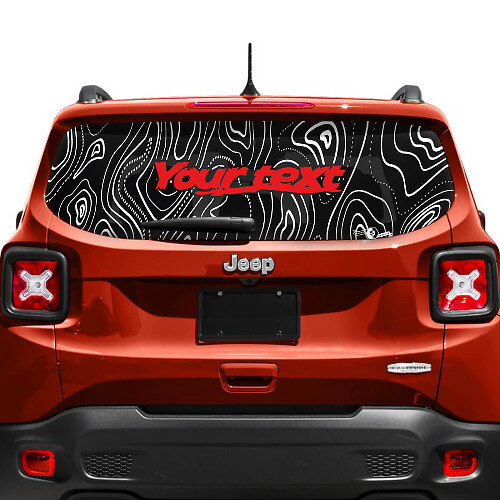Adesivo in Vinile con Testo Personalizzato Mappa Topografica per Finestrino Portellone 2 Colori per Jeep Renegade