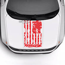 Jeep Renegade Trailhawk Sport USA Flag Battered Destroyed Hood Logo Stripe Adesivo in vinile
 3