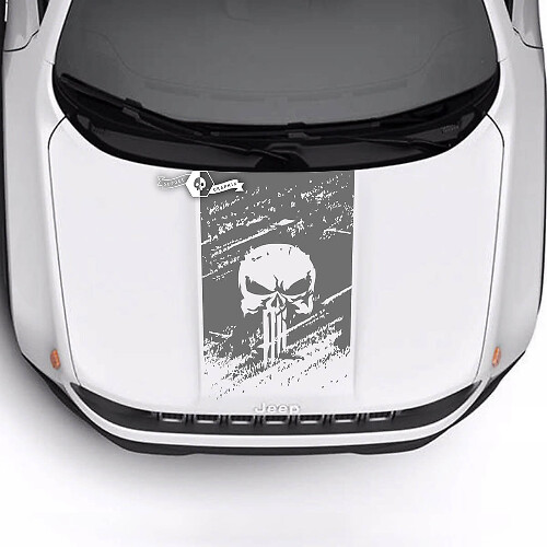 Jeep Renegade Trailhawk Sport Teschio distrutto malconcio cappuccio logo striscia adesivo decalcomania in vinile
