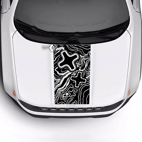 Jeep Renegade Trailhawk Sport mappa topografica cappuccio striscia adesivo decalcomania in vinile
