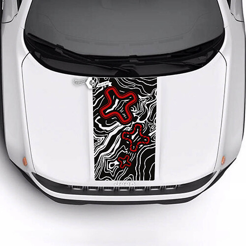 Jeep Renegade Trailhawk Sport Mappa topografica Logo Hood Stripe Adesivo in vinile 2 colori
