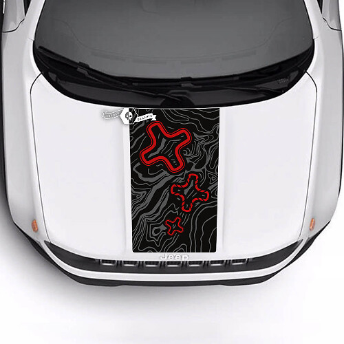 Jeep Renegade Trailhawk Sport Mappa topografica Logo Hood Stripe Vinile Adesivo 3 colori
