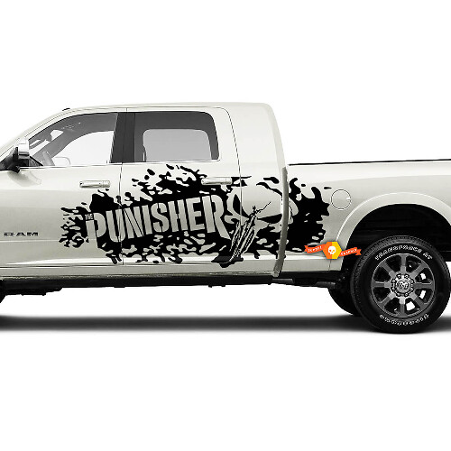 Kit Adesivi Vinile Laterali Punisher Splash per Dodge Ram