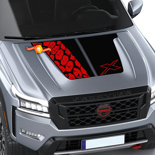 Cofano NISSAN Frontier Tire Track X Logo Adesivi in ​​vinile Decalcomanie Grafica 4x4 Nismo 2 colori
