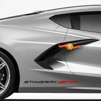 Coppia di adesivi per decalcomanie in vinile laterali per parafango posteriore Chevrolet Corvette C8 Stingray Z51 Edition 2 colori
