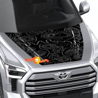 Adesivo per decalcomania fuoristrada TRD 4x4 per cofano con linee topografiche per Toyota Tundra 2022+
