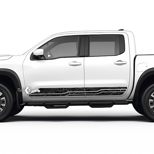 Kit di 2 adesivi Nissan Decal Rocker Panel Side Topographic Map Nissan Frontier Stripe adesivi in ​​vinile
